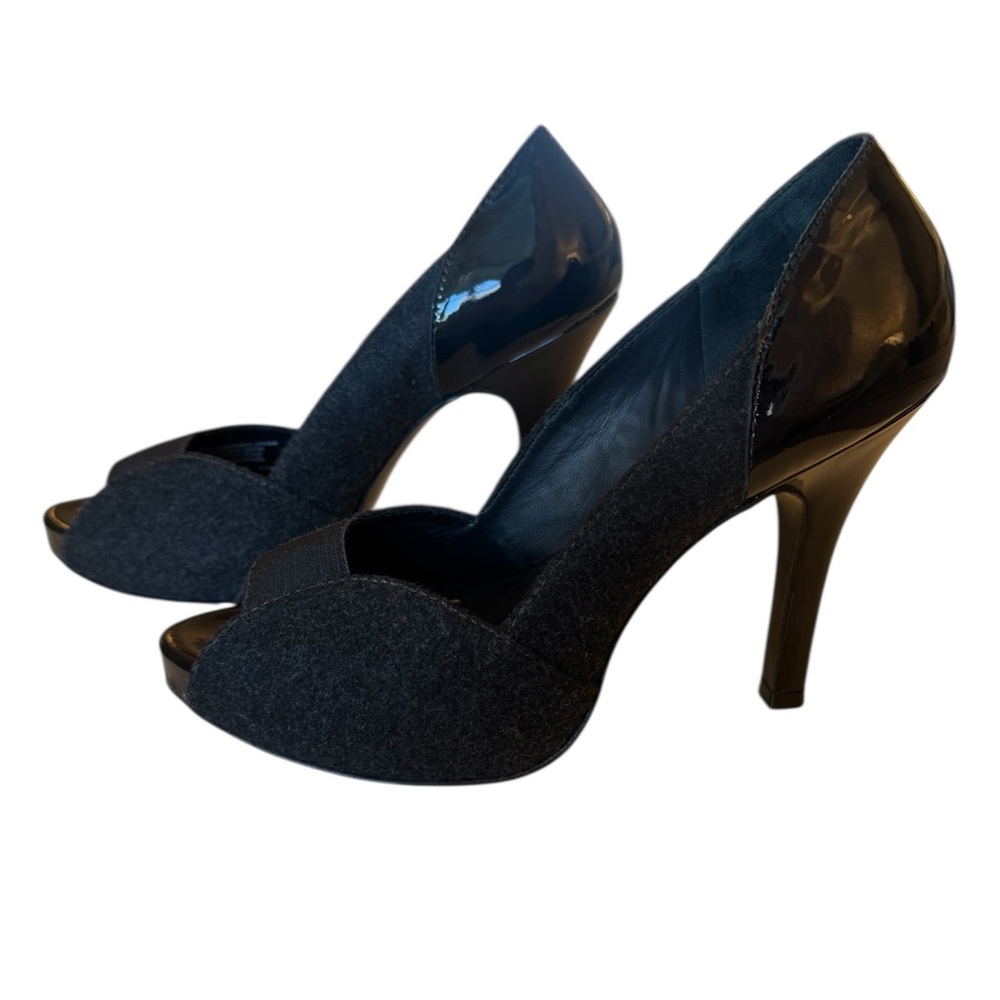 BCBG MAXAZRIA Elegant Black Peep-Toe Heels